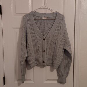 Light Blue Grandpa Style Knitted Button Up Cardigan Sweater Women